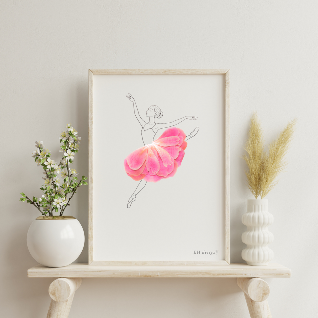 Ballerina & Pionblad – Poetisk Naturposter