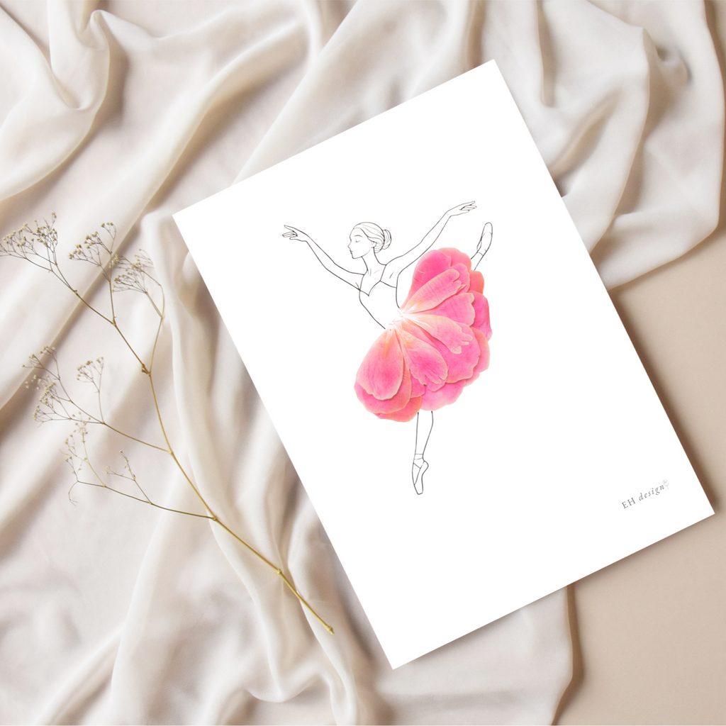 Ballerina & Pionblad – Poetisk Naturposter