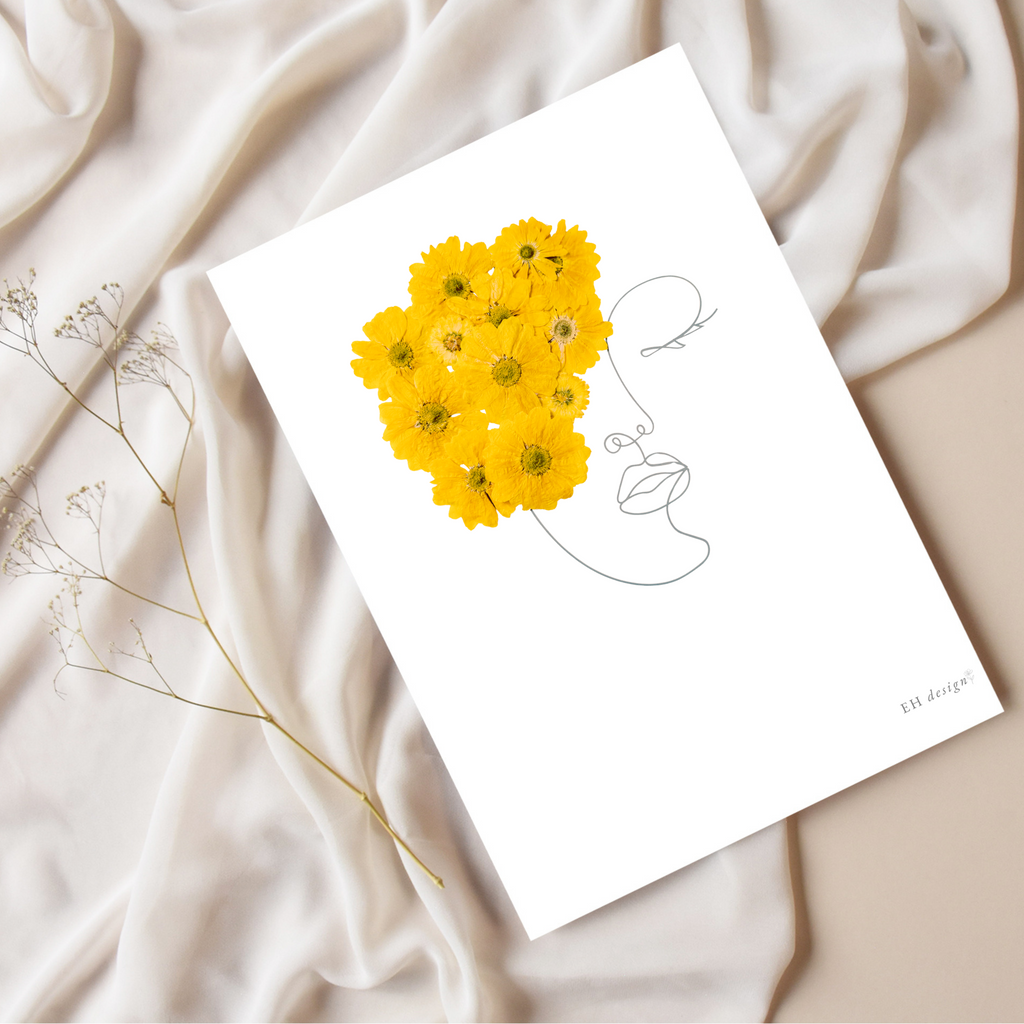 Kvinna & Krysantemum – Botanisk Line Art Poster