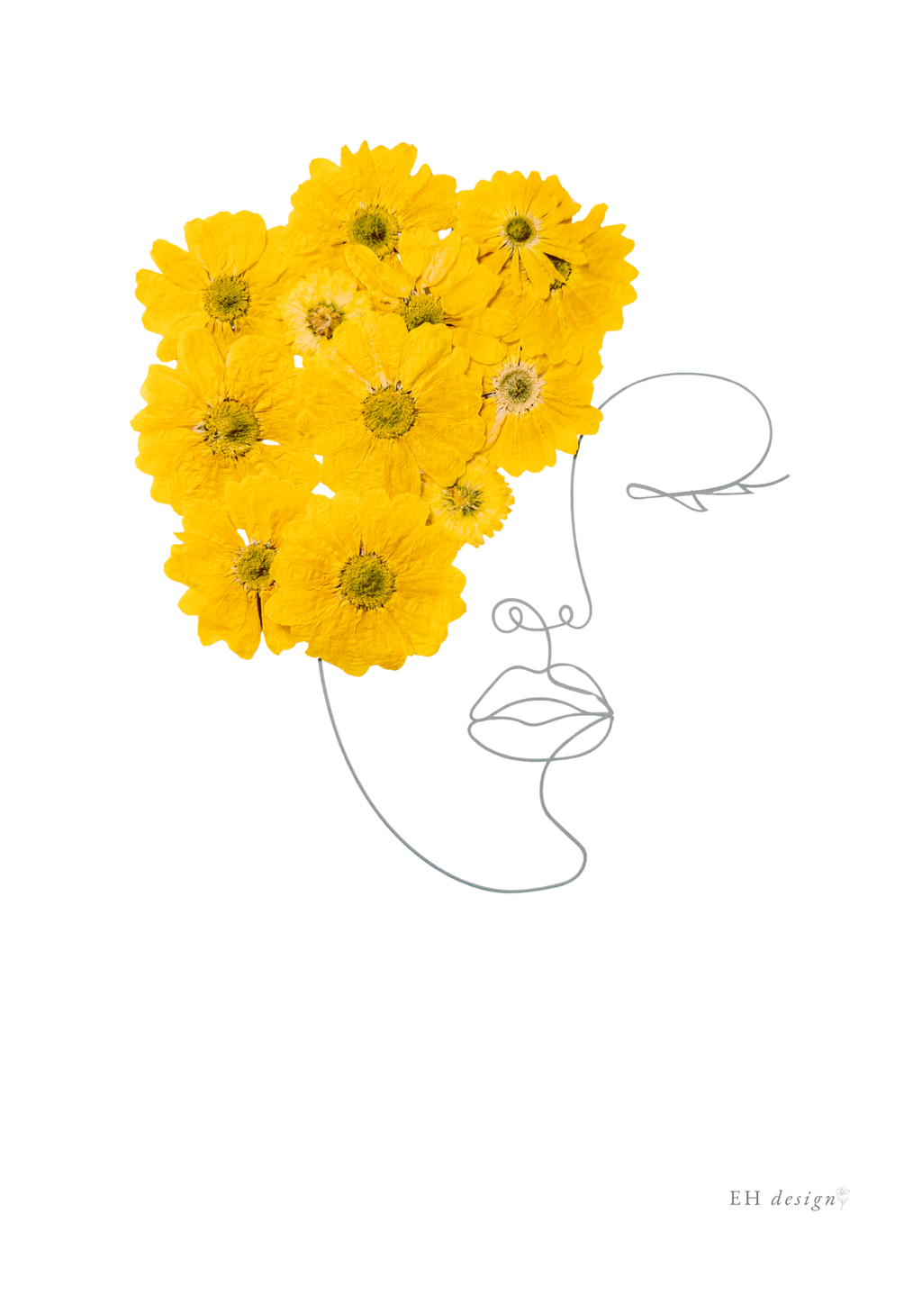 Kvinna & Krysantemum – Botanisk Line Art Poster